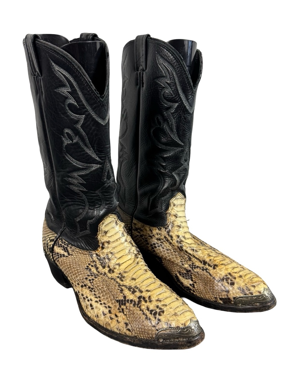 Vintage Larry Mahan Exotic Python Snakeskin Leather Western Cowboy Boots Men 13D